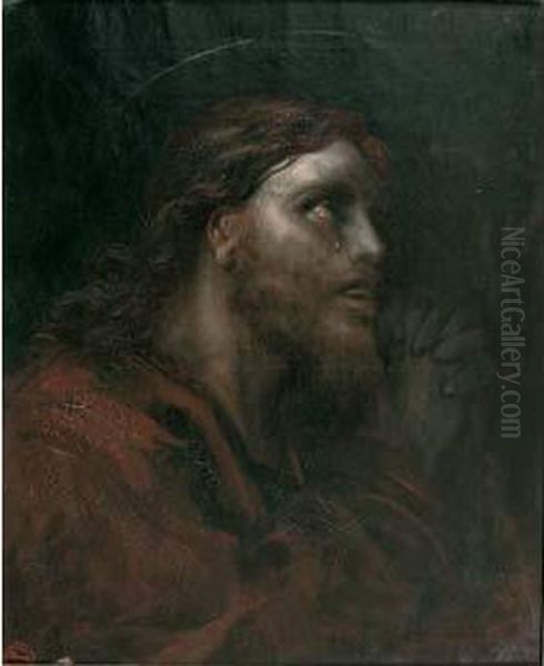 Tete De Christ A La Couronne D'epine Oil Painting by Gustave Dore