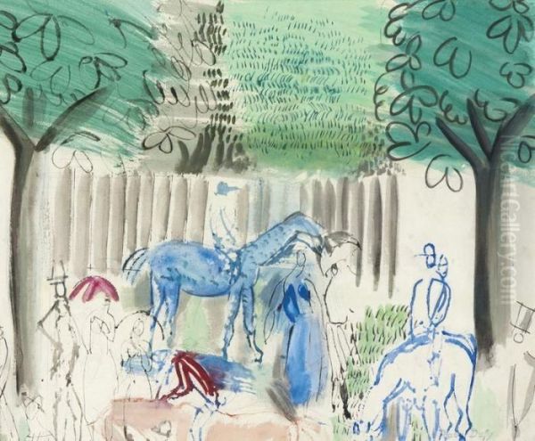 Chevaux Oil Painting by Raoul Dufy