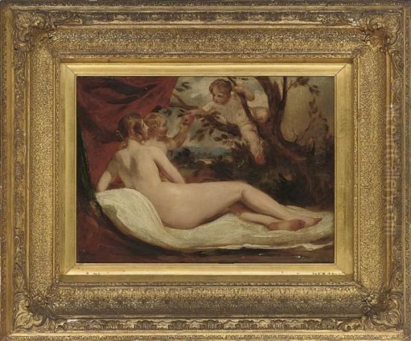 Reclining Nude With Putti Oil Painting by William Etty