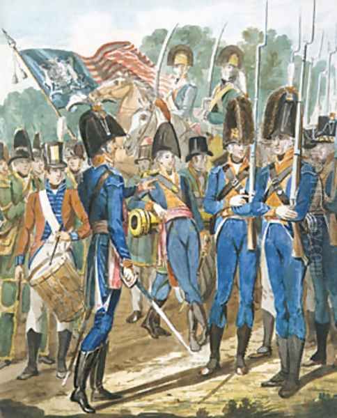 Members of the City Troop and Other Philadelphia Soldiery Oil Painting by John Lewis Krimmel