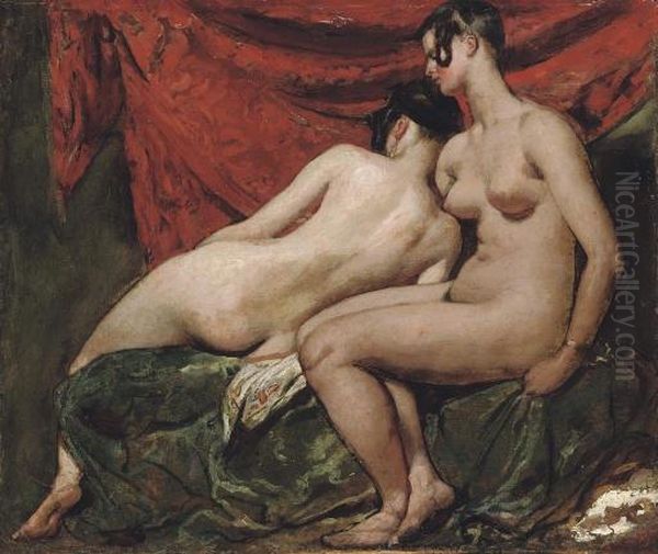 Two Female Nudes Oil Painting by William Etty