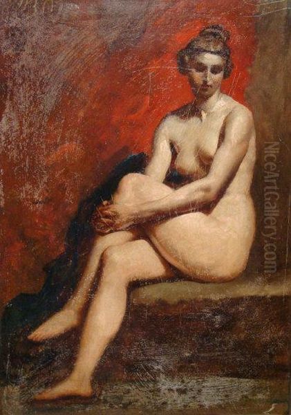 Portrait Of A Seated Nude Lady Oil Painting by William Etty