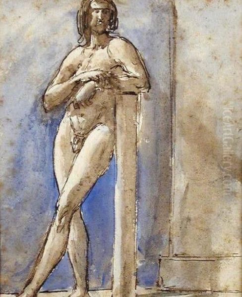 Studyof A Male Nude Oil Painting by William Etty