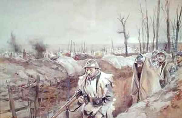 A Trench in Artois Oil Painting by Francois Flameng