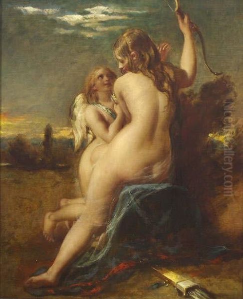 Venus Disarming Cupid Oil Painting by William Etty