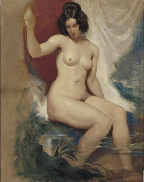 Seated Female Nude Oil Painting by William Etty