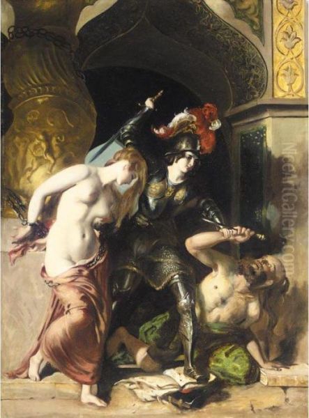 Britomart Redeems Faire Amoret Oil Painting by William Etty