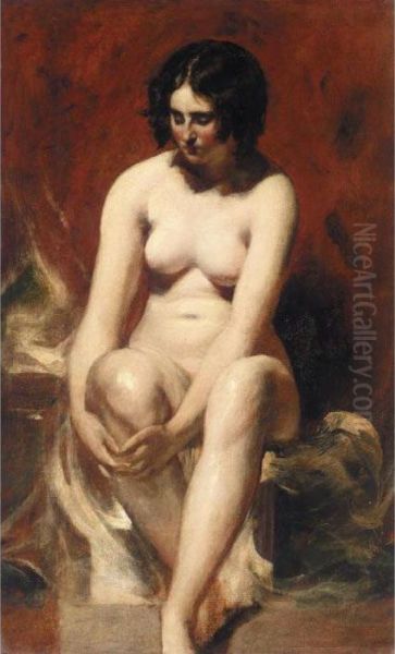 Standing Female Nude Oil Painting by William Etty