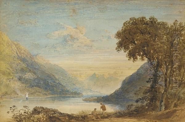 Resting By A Lake On A Summers Day Oil Painting by Anthony Vandyke Copley Fielding