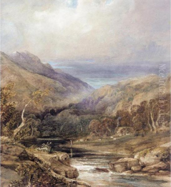 Near Ben Vorlich, Loch Lomond Oil Painting by Anthony Vandyke Copley Fielding