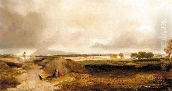 Landscape With Figures Oil Painting by Anthony Vandyke Copley Fielding