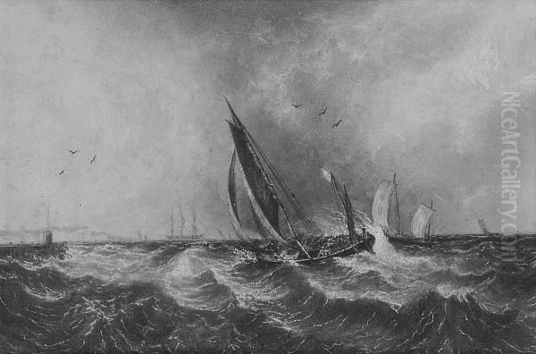 Vessels At Sea Off Deal Oil Painting by Anthony Vandyke Copley Fielding