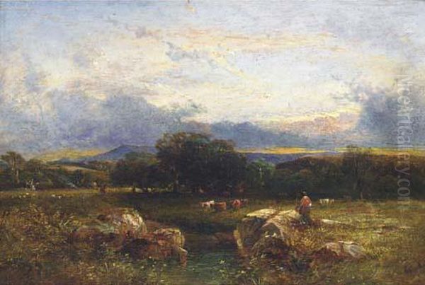 Sunset, Sussex Oil Painting by Anthony Vandyke Copley Fielding