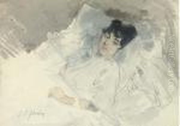 Portrait De Femme Couchee Dans Son Lit Oil Painting by Jean-Louis Forain