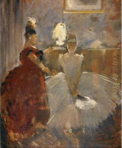 Jeune Fille S'habillant Oil Painting by Jean-Louis Forain