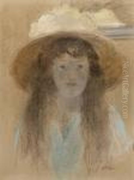 Fille Avec Un Chapeau Oil Painting by Jean-Louis Forain