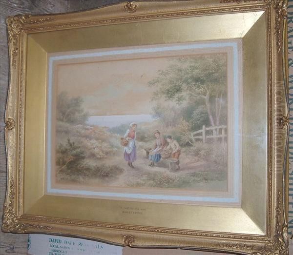 A Rest By Theway Oil Painting by Myles Birket Foster