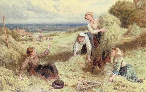 The Young Harvesters Oil Painting by Myles Birket Foster