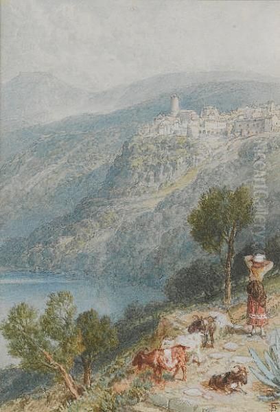 A View Across The Rhine Oil Painting by Myles Birket Foster