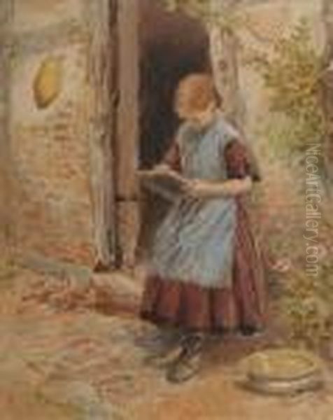 'the Young Scholar';'the Pet Kitten'; 'the Sun Flower' Oil Painting by Myles Birket Foster