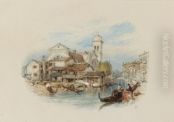 The Gondola Yards, Venice by Myles Birket Foster