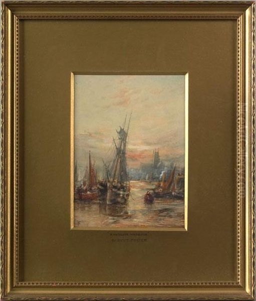 Ramsgate Harbour Oil Painting by Myles Birket Foster