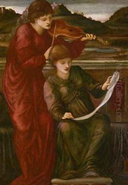 Music Oil Painting by Sir Edward Coley Burne-Jones