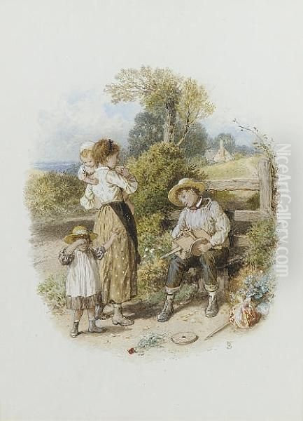 Resting By A Stile Oil Painting by Myles Birket Foster