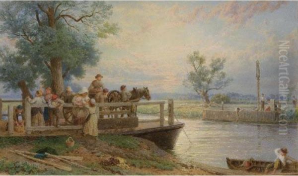 Horning Ferry, Norfolk Oil Painting by Myles Birket Foster