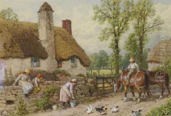 Farm At Kingskerwell, Devon Oil Painting by Myles Birket Foster