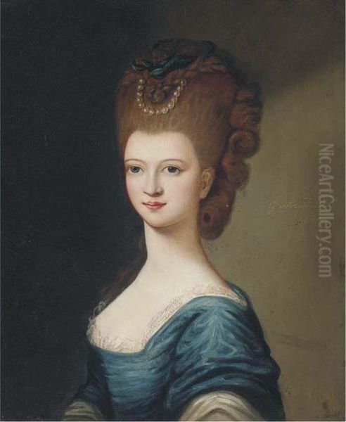 Portrait Of A Lady, Bust-length, In A Blue Dress Oil Painting by Thomas Gainsborough