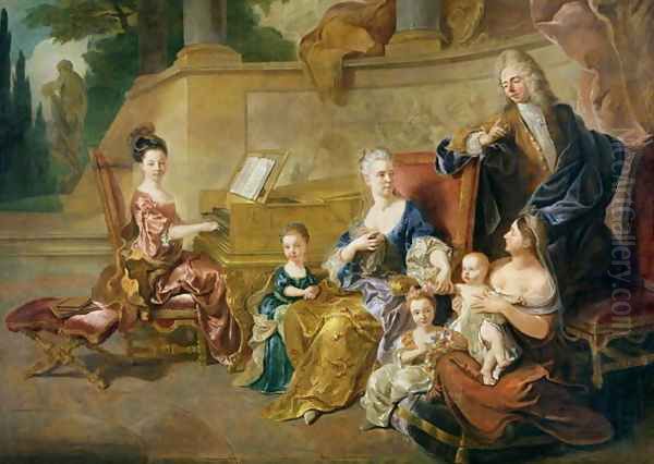 The Franqueville Family, 1711 2 Oil Painting by Francois de Troy