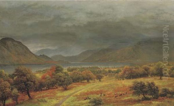 View Of Place Fell And Hellvellyn, Ullswater, From Gowbarrowpark Oil Painting by John Glover