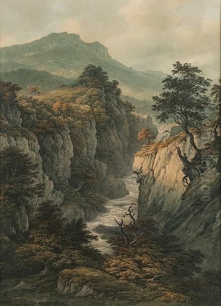 The Gorge Of The River North Esk At Corra Linn, Ben Lomond Beyond, Tasmania, Australia Oil Painting by John Glover