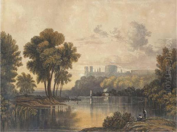 Windsor Castle From The Thames Oil Painting by John Glover