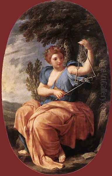 The Muse Terpsichore 1652-55 Oil Painting by Eustache Le Sueur