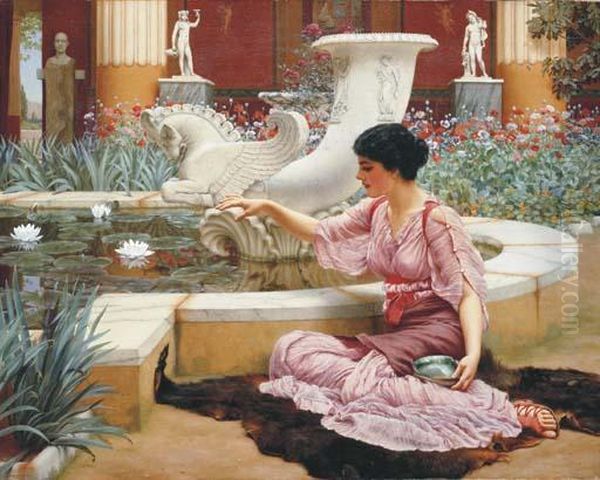 A Pompeian Garden Oil Painting by John William Godward