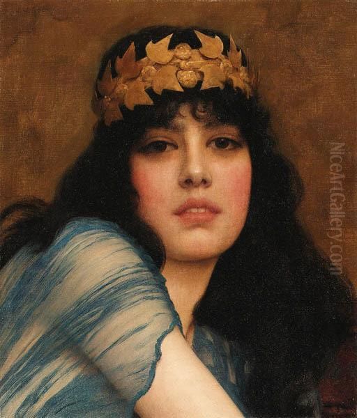 Head Of A Girl (the Priestess) Oil Painting by John William Godward