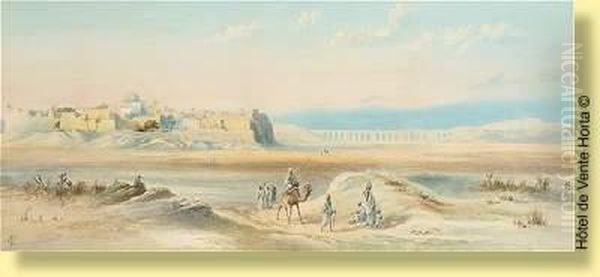 Caravane Se Dirigeant Vers Le Desert (orientaliste) Oil Painting by Frederick Goodall