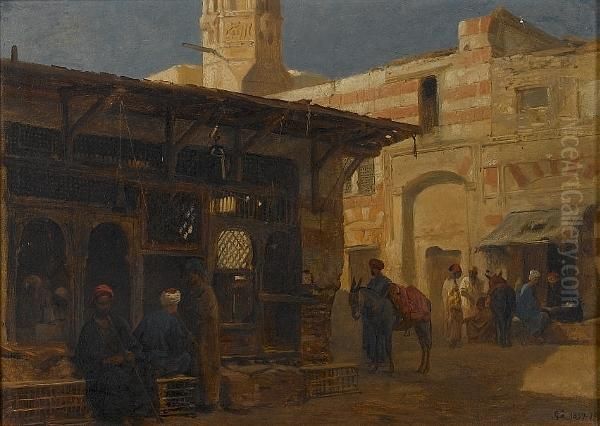 Street In Cairo Oil Painting by Frederick Goodall