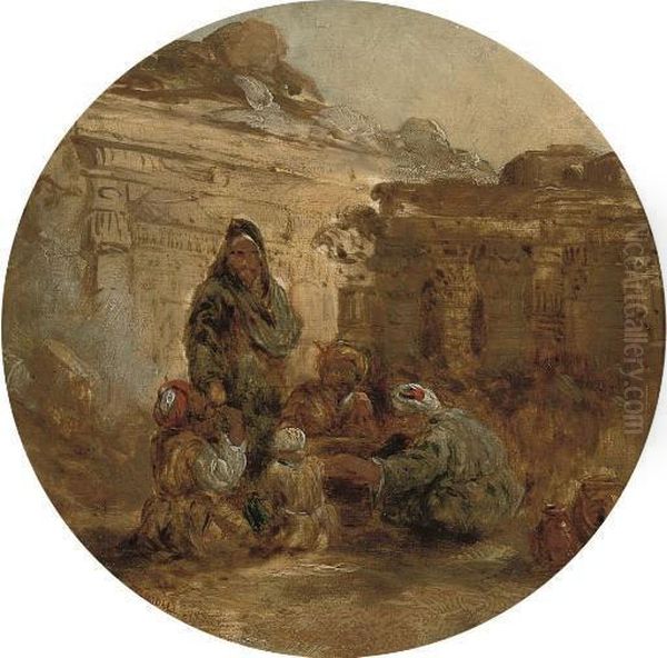 Arabs Amongst The Roman Ruins Oil Painting by Frederick Goodall