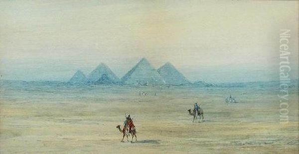 Ruins In The Desert With A 
Bedouin On A Camelwatercolour 30 X 48cm Attributed To Frederick Goodall Oil Painting by Frederick Goodall