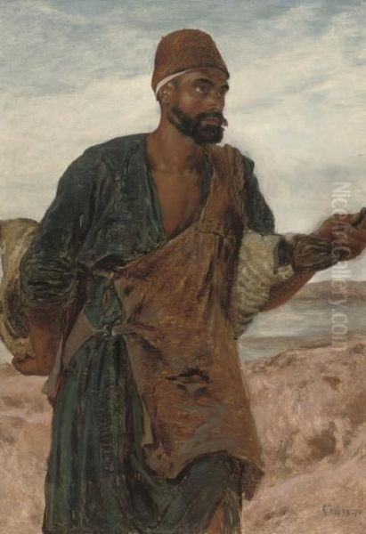 A Bedouin Hunter Oil Painting by Frederick Goodall