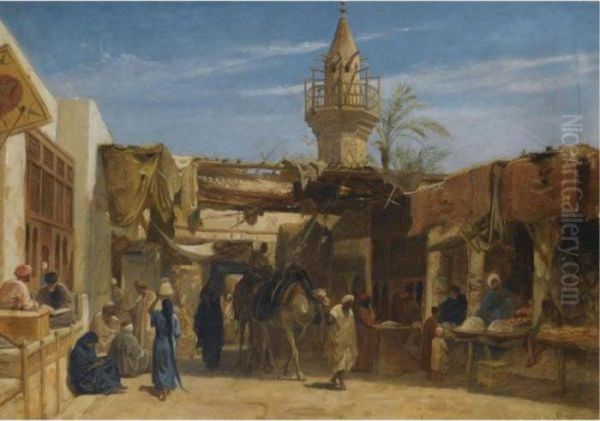 Street In Cairo Oil Painting by Frederick Goodall