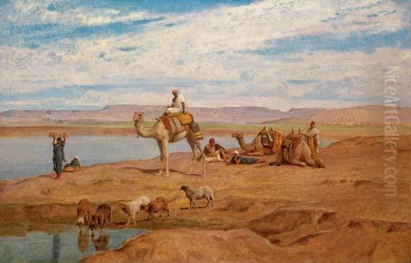 Waiting For The Dahabeyah Oil Painting by Frederick Goodall