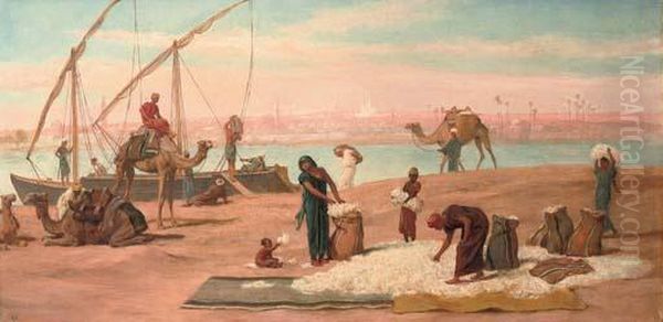 Unloading Cotton On The Nile Oil Painting by Frederick Goodall