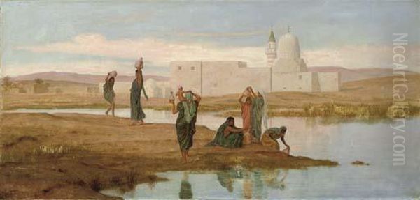 Watercarriers On The Banks Of The Nile Oil Painting by Frederick Goodall