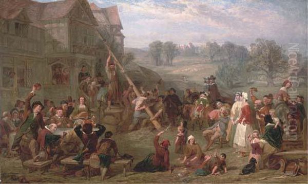 Raising The Maypole Oil Painting by Frederick Goodall