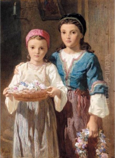 Flower Girls Oil Painting by Frederick Goodall