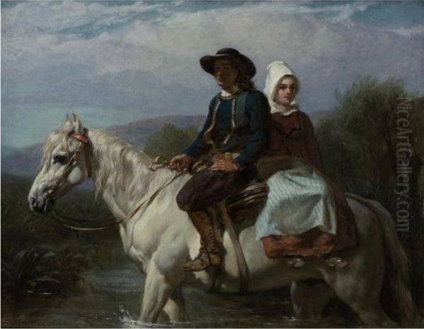 Fording The Stream Oil Painting by Frederick Goodall